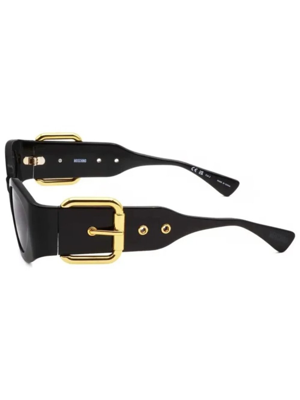 Never Worn- Moschino Black Gold Buckle Oval Sunglasses